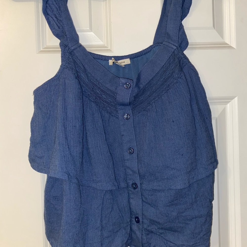 American Eagle button-front blue tank top size M